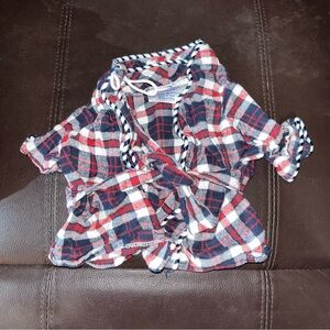 Build a Bear Workshop Vintage Plaid Robe Rope Lining Red Blue RARE HTF BABW